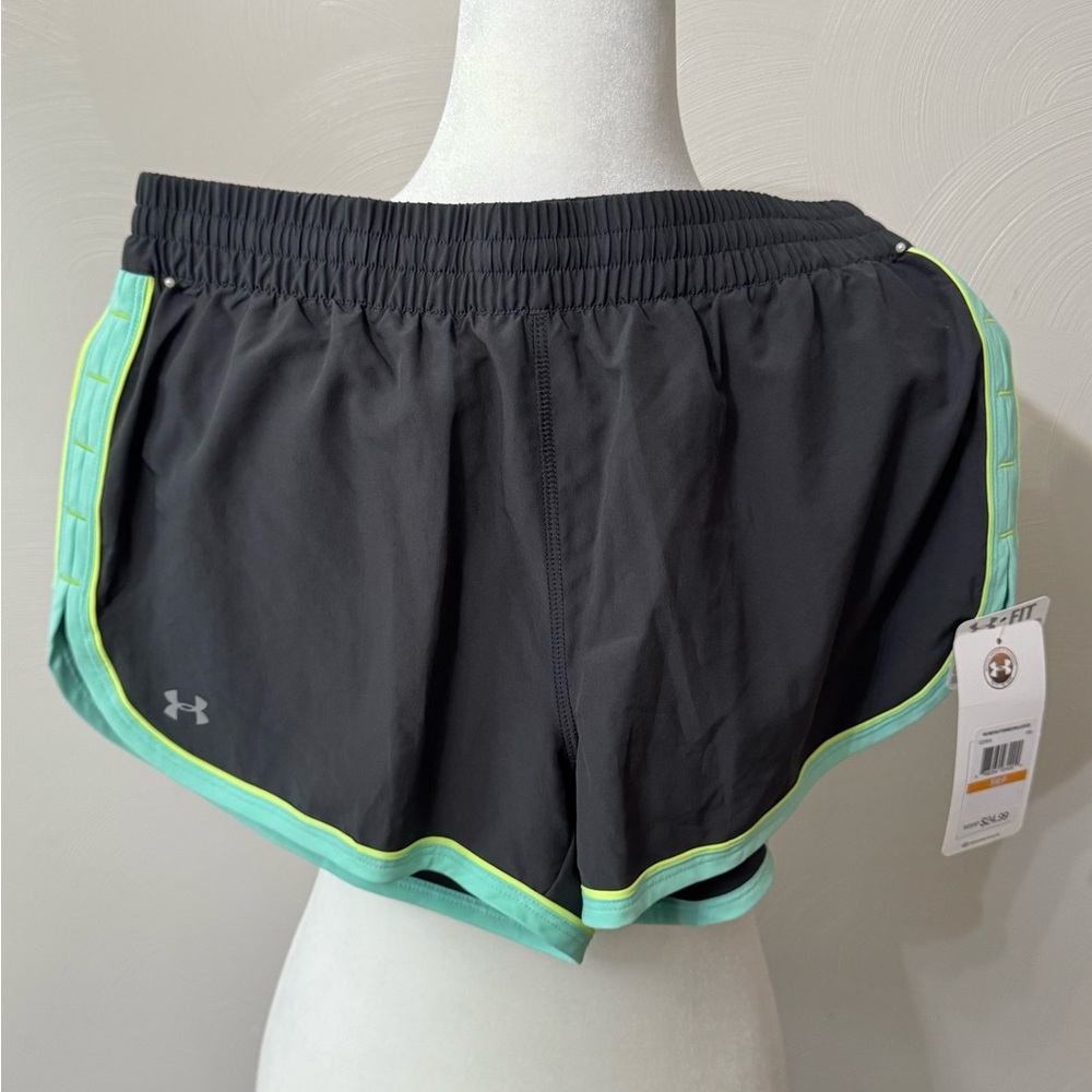 NWT Under Armour Black Shorts with Mint & Neon Trim